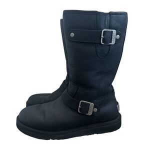 Y2K “UGG Australia” Black Sutter Moto Mid Calf Biker Style Buckle Boots